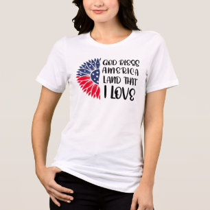 Camiseta Flor de Bandeira Americana com Bênção Sensível