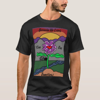 Camiseta Flor de Cartoon Moderno Colorido Desenhado à Mão