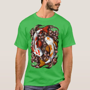 Camiseta Flor de Cereja de Peixe Koi Japonês