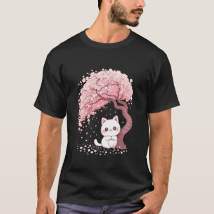 Camiseta Flor de Cerejeira Árvore Japonesa Doce gato Gatinh