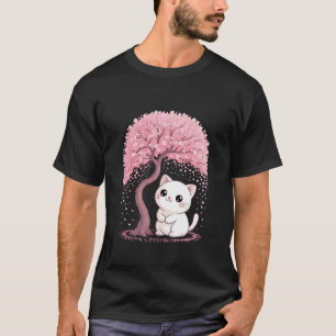 Camiseta Flor de Cerejeira Árvore Japonesa Doce Gato Japone