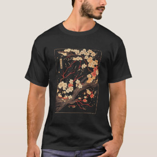 Camiseta Flor de Cerejeira Xilogravura Japonesa Al
