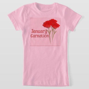 Camiseta Flor de Cravo de Aniversário de Janeiro Fofa para