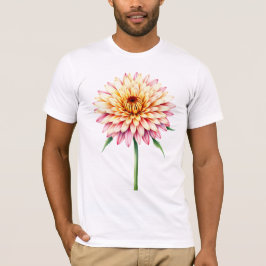 Camiseta flor de crisântemo rosa e amarelo