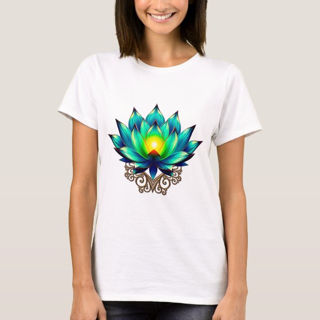Camiseta Flor de Elegância, Lotus Místico. (Frente)