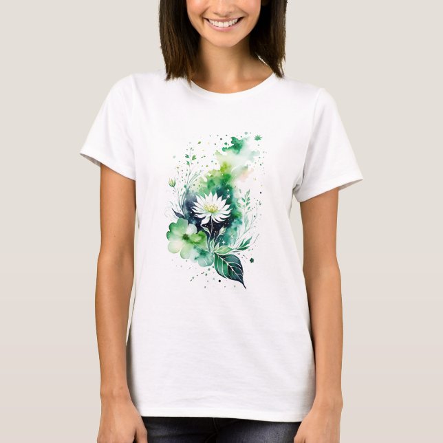 Camiseta Flor de Espaço Verde (Frente)
