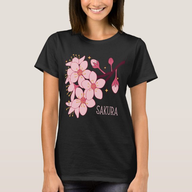 Camiseta Flor de Flor do Flor de Cerejeira Japonês Sakura T (Frente)