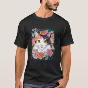Camiseta flor de gato malhado
