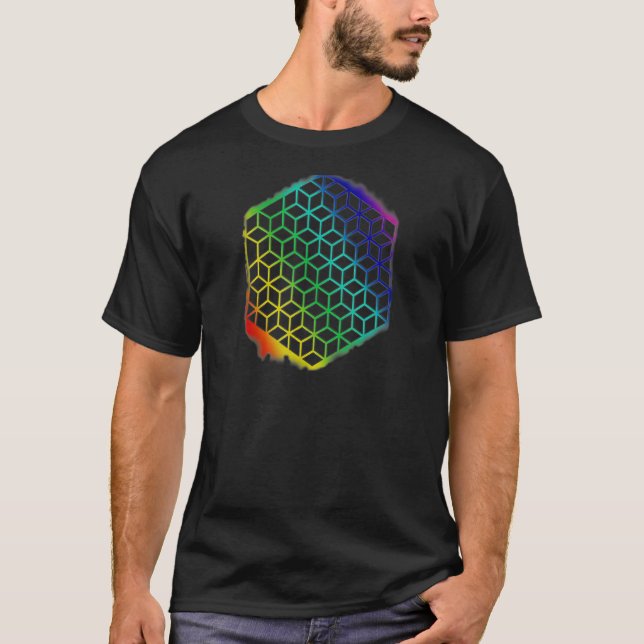 Camiseta Flor De Geometria Sagrada Dos Cubos De Vida (Frente)