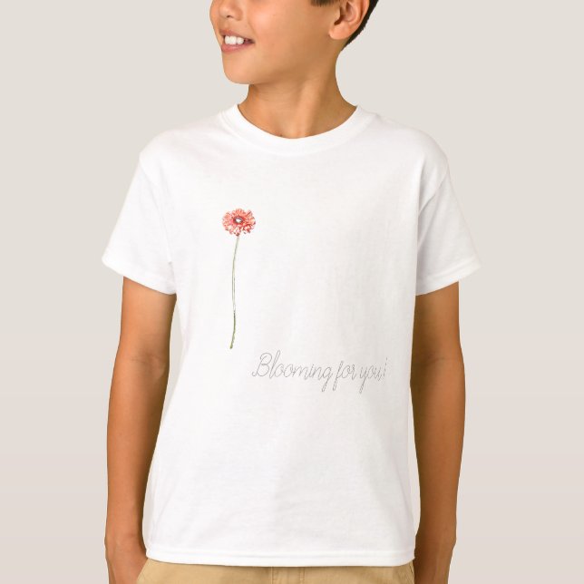 Camiseta Flor de Gerbera Vermelho Pálido (Frente)