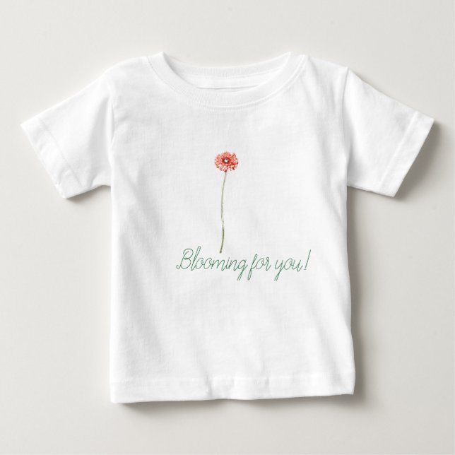 Camiseta Flor de Gerbera Vermelho Pálido (Frente)