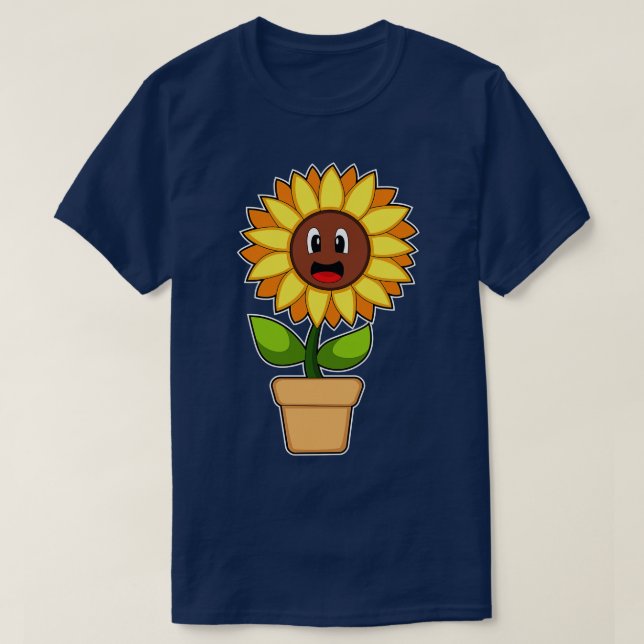 Camiseta Flor de girassol, pote (Frente do Design)