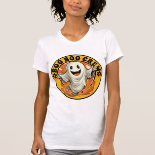 Camiseta Flor de Groovy Boo Tripulação Halloween Laranja Fa