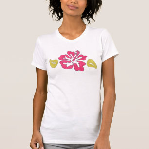 Camiseta Flor de Hibiscus da Ilha Tropical do Havaí rosa
