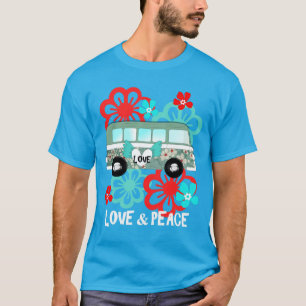 Camiseta Flor de Hippie de Amor e Paz - Gráfico de Divers