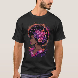 Camiseta flor de Juneteenth arte afro empoderamento das mul