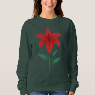 Camiseta Flor de Lírio Vermelha Design Botânico Moderno e P