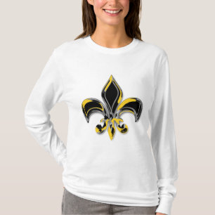 Camiseta Flor de lis preta e Dourado