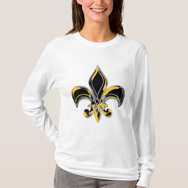 Camiseta Flor de lis preta e Dourado (Frente)