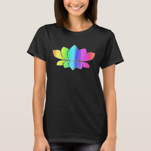 Camiseta Flor de Lótus Arco-íris Yoga Namaste Meditação Mul
