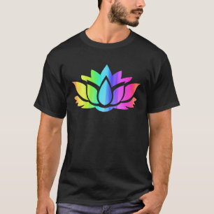 Camiseta Flor de Lótus Arco-íris Yoga Namaste Meditação Mul