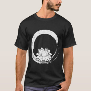 Camiseta Flor de Lótus Branca Vintage com Círculo Zen