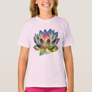 Camiseta Flor de Lótus Colorida em Vidro Pintado