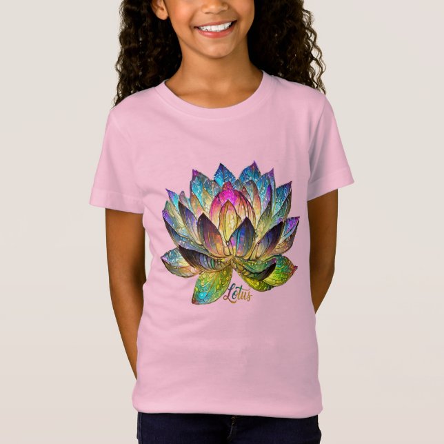 Camiseta Flor de Lótus Colorida em Vitral (Frente)