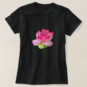 Camiseta Flor de lótus cor-de-rosa-água