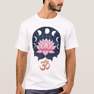 Camiseta Flor de Lótus Fases da Lua Zen Amante do Yoga Espi