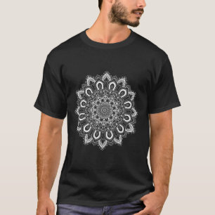 Camiseta Flor de Lótus Ornamental Branco Mandala de Yoga _1