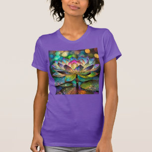 Camiseta Flor de Lótus Vibrante em Vidro Pintado