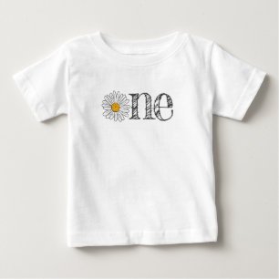 Camiseta Flor de Margarida Branca de Um Ano