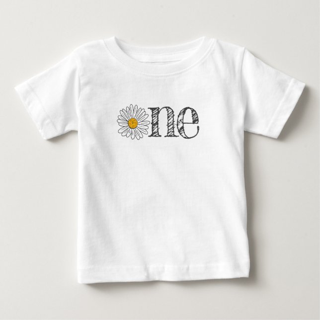 Camiseta Flor de Margarida Branca de Um Ano (Frente)