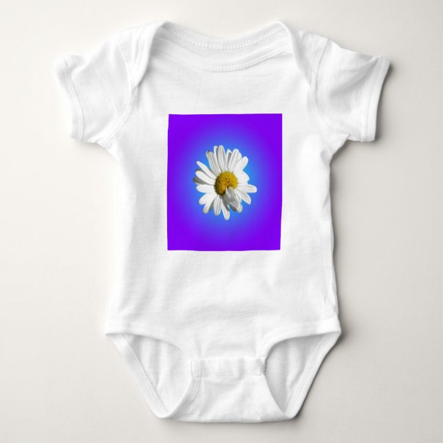 Camiseta Flor de Margarida Branca Gradiente Azul Roxo (Frente)