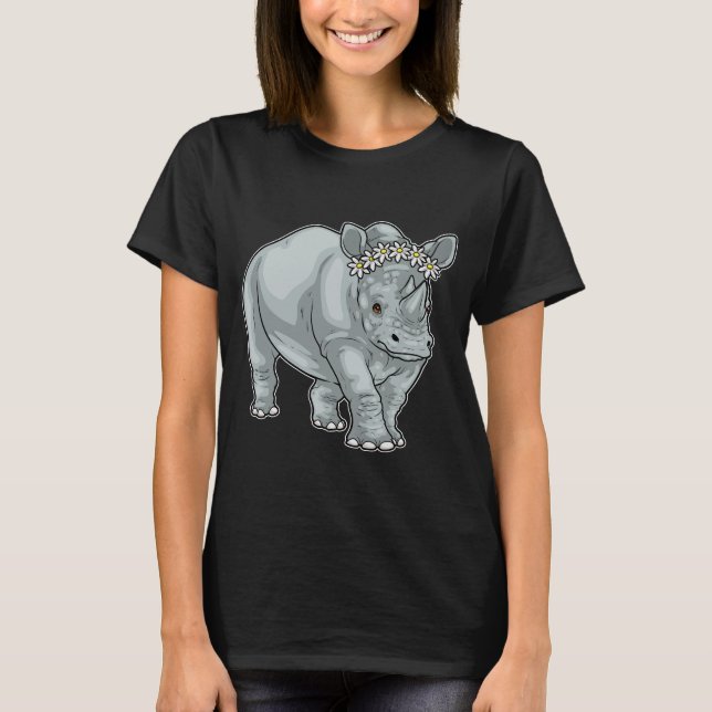 Camiseta Flor de Margarida de Rinoceronte (Frente)