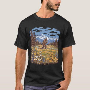Camiseta flor de margarida do pé-grande vintage floresta sa
