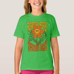 Camiseta Flor de margarida retrô sorridente dos anos 70