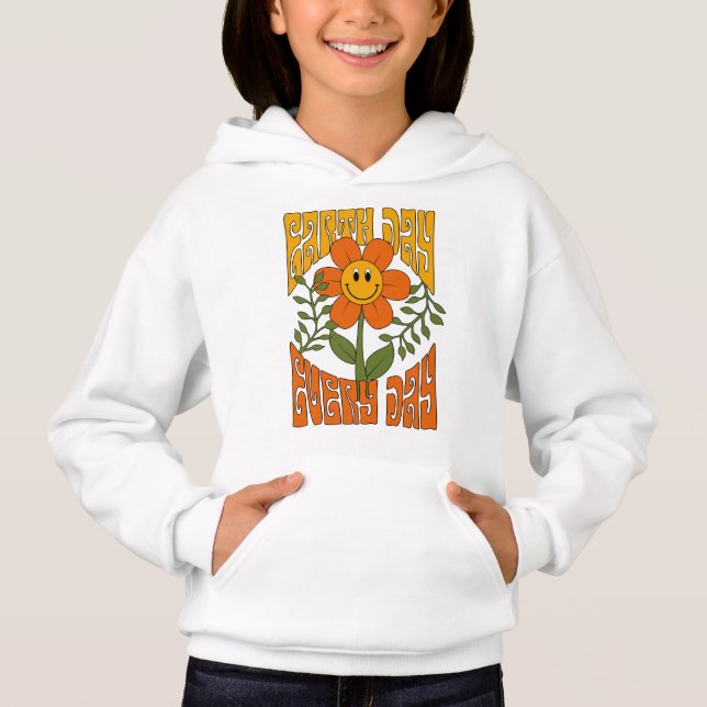 Camiseta Flor de margarida retrô sorridente dos anos 70 (Frente)