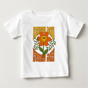 Camiseta Flor de margarida retrô sorridente dos anos 70