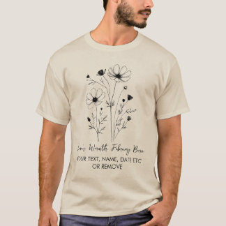 Camiseta Flor de Nascimento de Fevereiro Amor em Flor