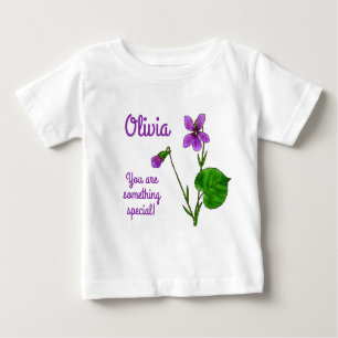 Camiseta Flor de nascimento, fevereiro, Watercolor Violet M