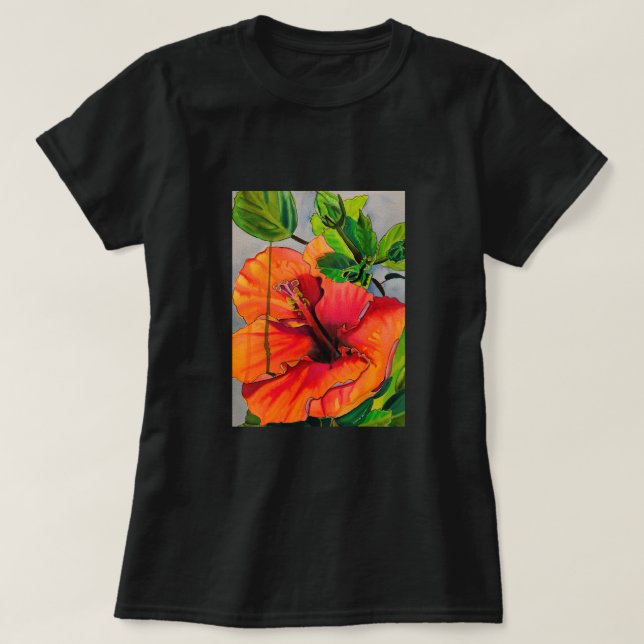 Camiseta Flor de Neon Hibiscus Tropical (Frente do Design)