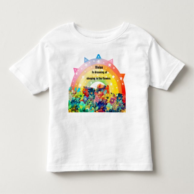 Camiseta Flor de nome personalizado (Frente)