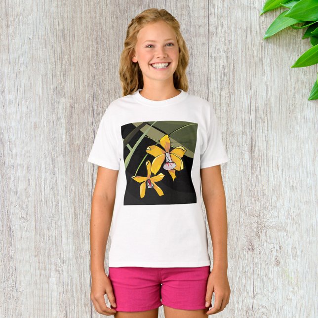 Camiseta Flor de Orquídea Amarela Botânica Tropical (Criador carregado)