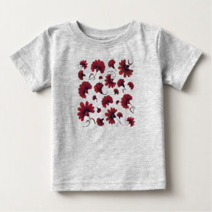 Camiseta Flor de Padrão de Vetor de Cravagem Vermelha
