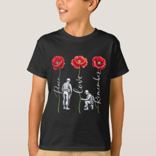 Camiseta Flor de Papoula Vermelha do Soldado Paz Amor Lembr