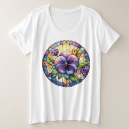 Camiseta Flor de Pensamento em Vidro Pintado