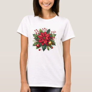 Camiseta Flor de Poinsettia Natalina – Festa de Fim de Ano