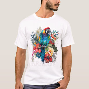 Camiseta Flor de Praia da Vacinação Tropical de Aves do Par